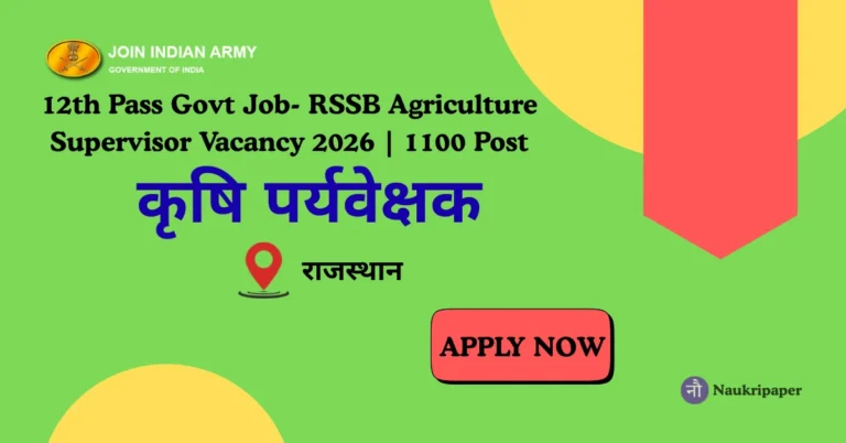 RSSB Agriculture Supervisor Vacancy 2026 1100 Post