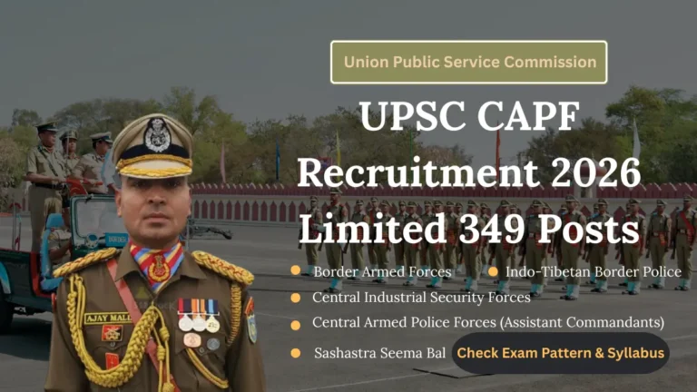 UPSC CAPF Recruitment 2026 | Limited 349 Posts | Exam Pattern & PET Standard | Apply Now